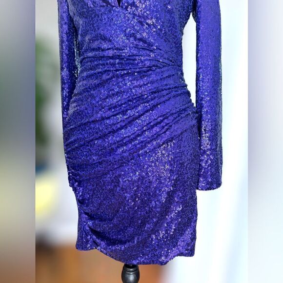 SHO BY TADASHI SHOJI Long Sleeve Sequin Cocktail Mini Dress Size XS - Picture 15 of 16